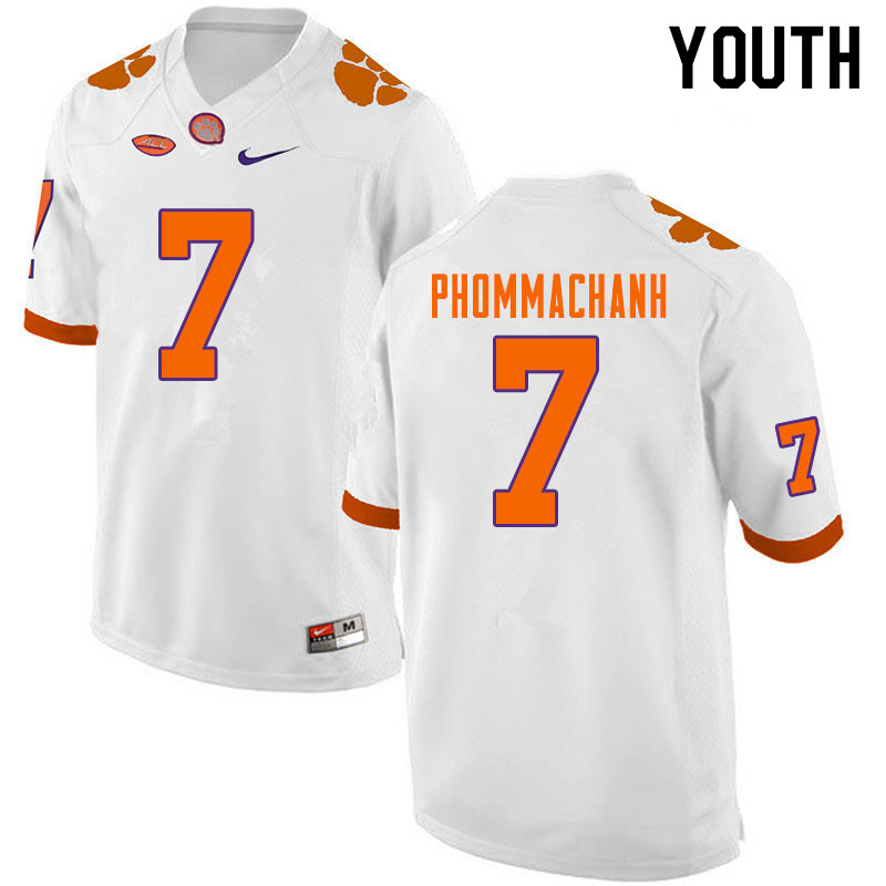 Youth #7 Taisun Phommachanh Clemson Tigers College Football Jerseys Sale-White - Click Image to Close